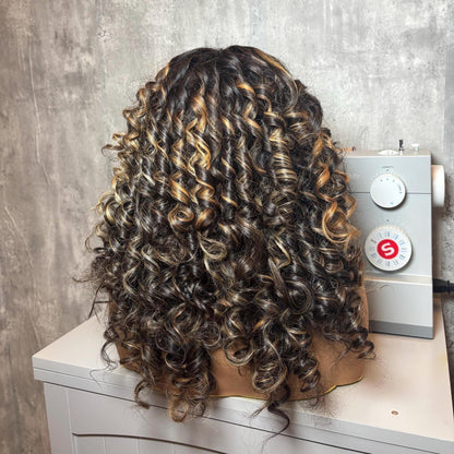 20” Brown & Blonde Balayage Wig – Raw Indian Hair, 5x5 HD Closure