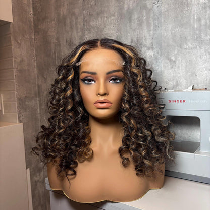 20” Brown & Blonde Balayage Wig – Raw Indian Hair, 5x5 HD Closure