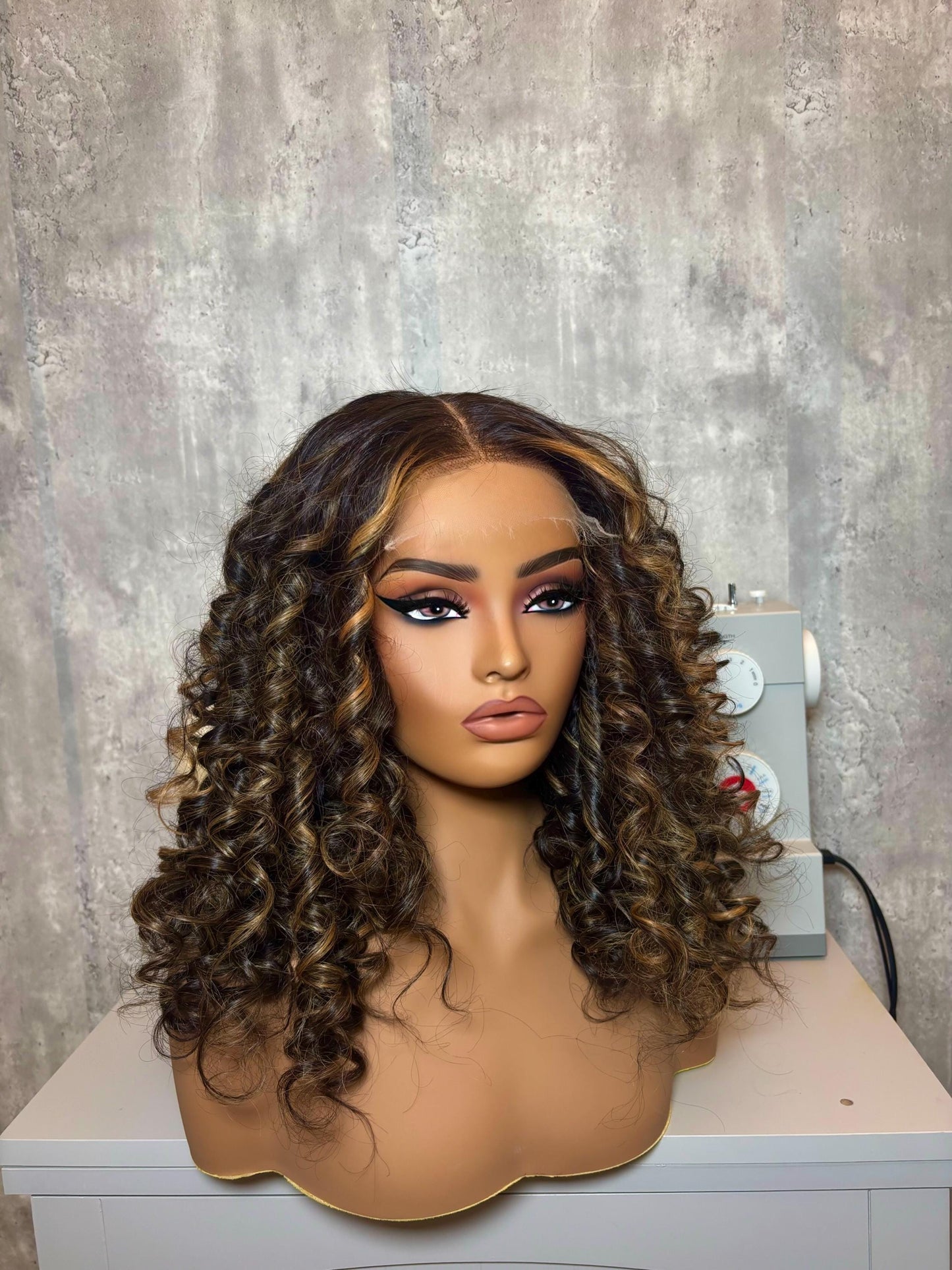 20” Brown & Blonde Balayage Wig – Raw Indian Hair, 5x5 HD Closure
