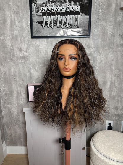 Raw Indian Natural Wavy| 5x5 HD Closure  | brown / blonde highlights