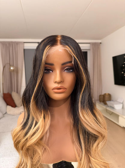 26 Inch Cambodian Raw Hair Wig | 5x5 HD Lace Closure, Ombre Highlights