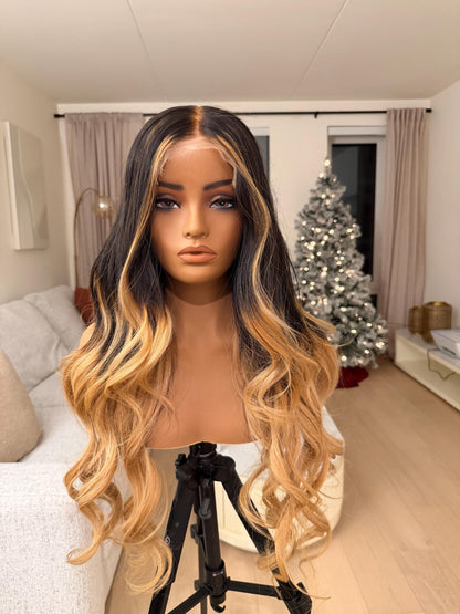 26 Inch Cambodian Raw Hair Wig | 5x5 HD Lace Closure, Ombre Highlights